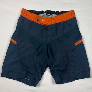 Troy Lee Designs Mens XC MTB Moto Shorts Sz 32 Blue/Orange Lined Padded B6